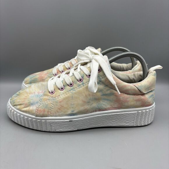 Sole Mates Sneakers Women’s Size 9 Canvas Tie Dye White Multi-Color Lace Up‎ - Picture 1 of 14